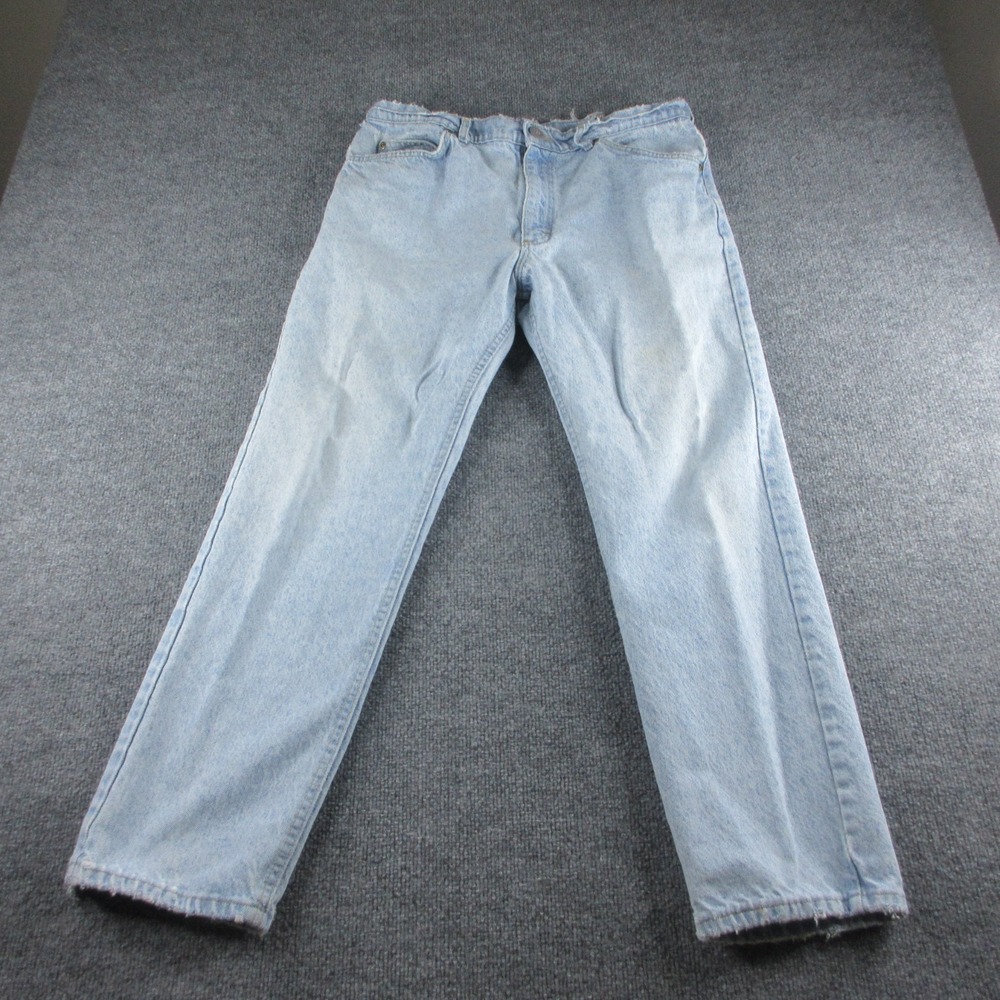 VINTAGE Lee Riders Jeans Mens 36x30 Blue Distressed Light Wash Denim Workwear